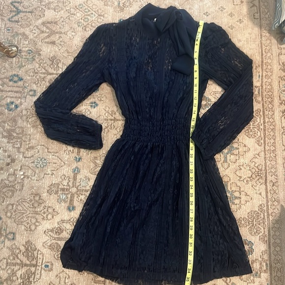 Red Valentino Navy Blue Lace Dress with Tie Neck - Picture 5 of 14